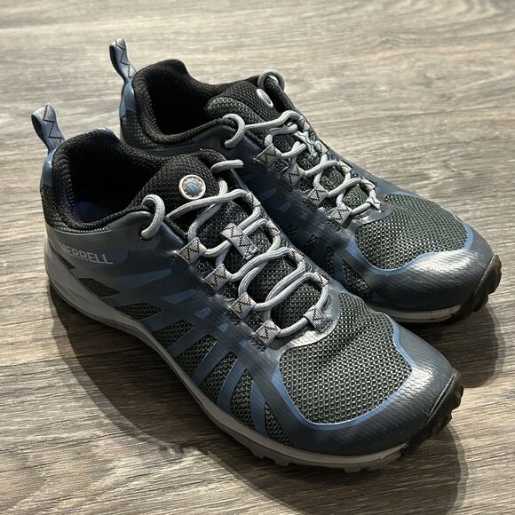 Merrell Size 7.5 Siren Edge Q2 Waterproof Hiking Shoes Comfort Gray Blue Mesh - Picture 2 of 10